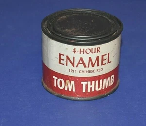 VINTAGE 3.65 OZ TOM THUMB PAINT TIN CAN CHICAGO PAINTS FULL NEVER OPENED - Picture 1 of 8