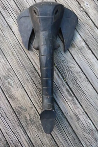 Hand Carved Wooden Decorative African Elephant Head Mask Jungle Safari Sculpture - Picture 1 of 10