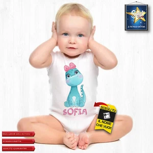 T-shirt maglietta body BABY DINOSAURO PERSONALIZZATO NOME Idea Regalo BAMBINO/A - Picture 1 of 12