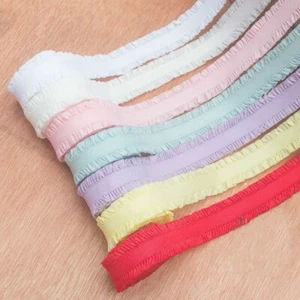 5Yards Ruffle Elastic Binding Bias Ribbon Stretch Sewing DIY Strap Hairband Trim - Picture 1 of 22