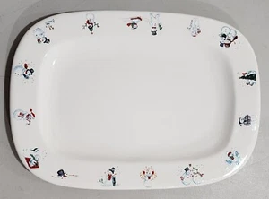 Snowman Platter Tray White 1999 Bath & Body Works Winter Holidays 14x10 Christma - Picture 1 of 13