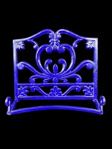 Cast Wrought Iron Blue Enamel Cookbook Recipe Stand Tablet Holder Cobalt Blue - Picture 1 of 8