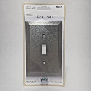 ALLEN ROTH BEVEL Single Switch Toggle Wallplate Cover Brushed Nickel Made in USA - Picture 1 of 17