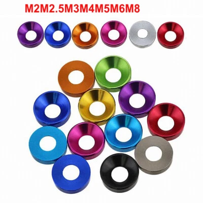 MARKENLOS Zierscheiben Senkscheiben Unterlegscheibe Eloxiertes Aluminium M2 M2.5 M3 M4 M5