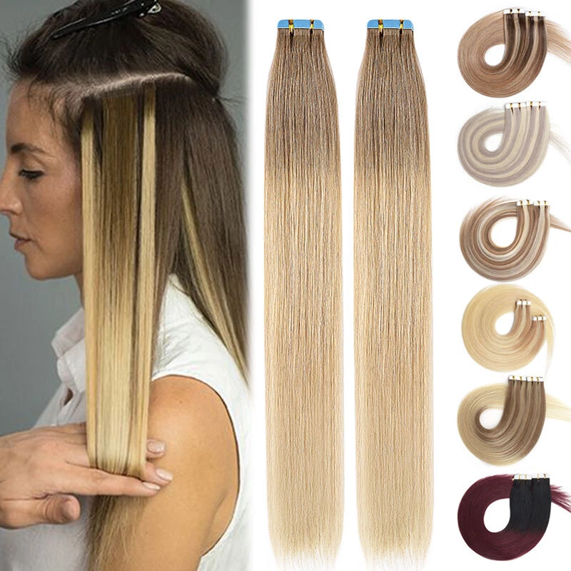 S-NOILITE Invisible Tape Extensions 100% Remy Echthaar Tape In Haarverlangerung Ombre Dick