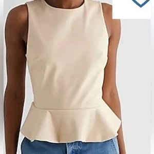 Express Cream Peplum Top Size Large New with tags - Picture 1 of 7