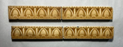 Lot Of 4 Antique Trent 6”x 1.5” Art Nouveau Majolica Tiles - Image 1 of 4
