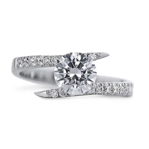 Real Diamond Womens Wedding Ring GIA IGI Certified Round 0.90 Carat 950 Platinum - Picture 1 of 7
