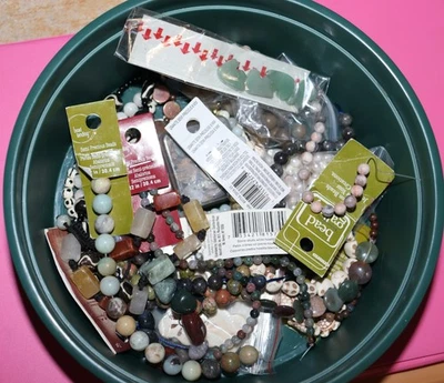 Lot of Beads Natural Stone and Chips 3 Pounds - Image 1 of 4