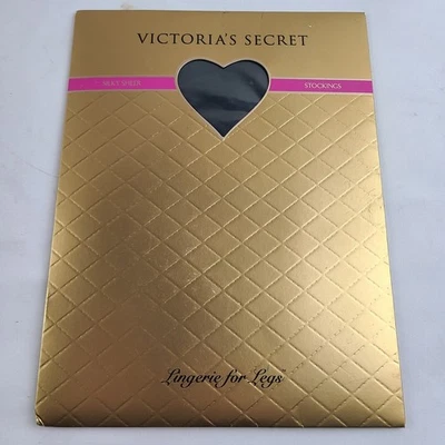 Medias de encaje negras transparentes sedosas de colección Victoria's Secret talla pequeña Foto 1 de 3