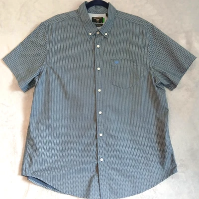 DOCKERS Men s Size XL Button Shirt Navy Blue Patterned S/S Smart Casual - Image 1 of 4
