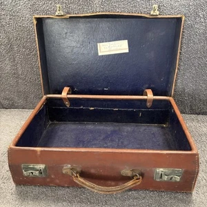 Vintage Garstins Stiched Leather (Pat 25031/13) English Tan Leather Suitcase - Picture 1 of 16