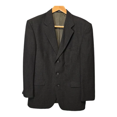 Oscar De La Renta Blazer Suit Jacket Size 44R Black Plaid Single Breasted - Image 1 of 4