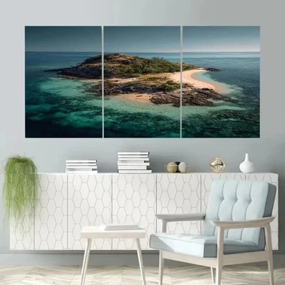 3pcs Lang Island, Queensland, Australia Wall Art Canvas Framed 50x70cm - Image 1 of 2