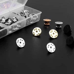 1 box of Replacement Flat Round Pin Keepers Safety Pin Backs Locking Clasp - Picture 1 of 12