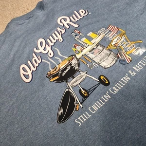 Men’s Old Guys Rule T-Shirt Blue Still Chillin Grillin Refillin BBQ Beer XL - Picture 1 of 10