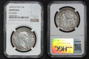 1927-R VI Italy 20 Lire NGC AU Details Cleaned 5FMN - Picture 1 of 1