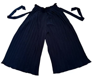 Sweet Rain Wide Leg Palazzo Pants 6 Paperbag Waist High Rise Cropped Black - Picture 1 of 13