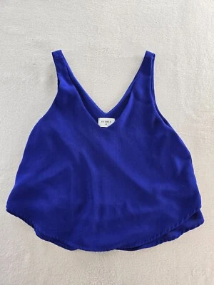 Pulôver Everly regata feminina pequena azul cropped forrada gola V sem mangas - Imagem 1 de 4