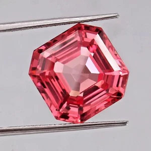 EGL Certified 11.80 Ct Natural Padparadscha Sapphire Asscher Cut Loose Gemstone - Imagen 1 de 6