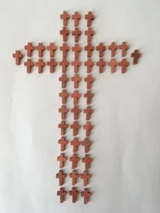 Holy Cross Wood Necklace Pendant Religious Jesus Christ Christian Gifts 45 PACK - Picture 1 of 5