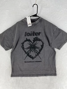 Loiter Shirt Adult Small Gray Desire Graphic Wide Fit Ribbed Crew Neck NEW $42 - Picture 1 of 12