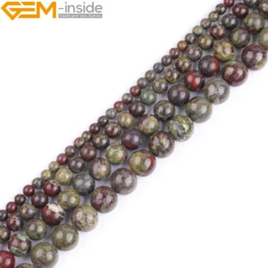 Green Red Australia Blood Jade Round Loose Beads For Jewely Making 15” Natural - Picture 1 of 35