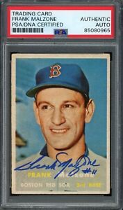 Frank Malzone Signed 1957 Topps Card #355 Boston Red Sox PSA/DNA 184157