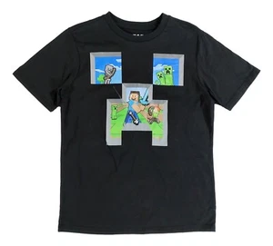 Minecraft Shirt Boys Large 10-12 Short Sleeve Creeper TShirt Black Tee Cute Gift - Picture 1 of 3
