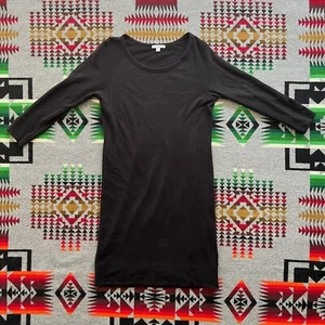 James Perse Pima Cotton Black Knit Dress Round Neck Fitted Women’s Size 2 D5 - Picture 1 of 13