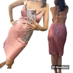 Baby Pink Silk Miss Sixty Midi Slip Silky Dress sz S/M Miss60 - Picture 1 of 9