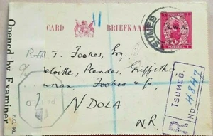 SOUTH WEST AFRICA 1943 LETTER CARD REGISTERED TSUMEB WITH RHODESIA CENSOR LABEL - Picture 1 of 3