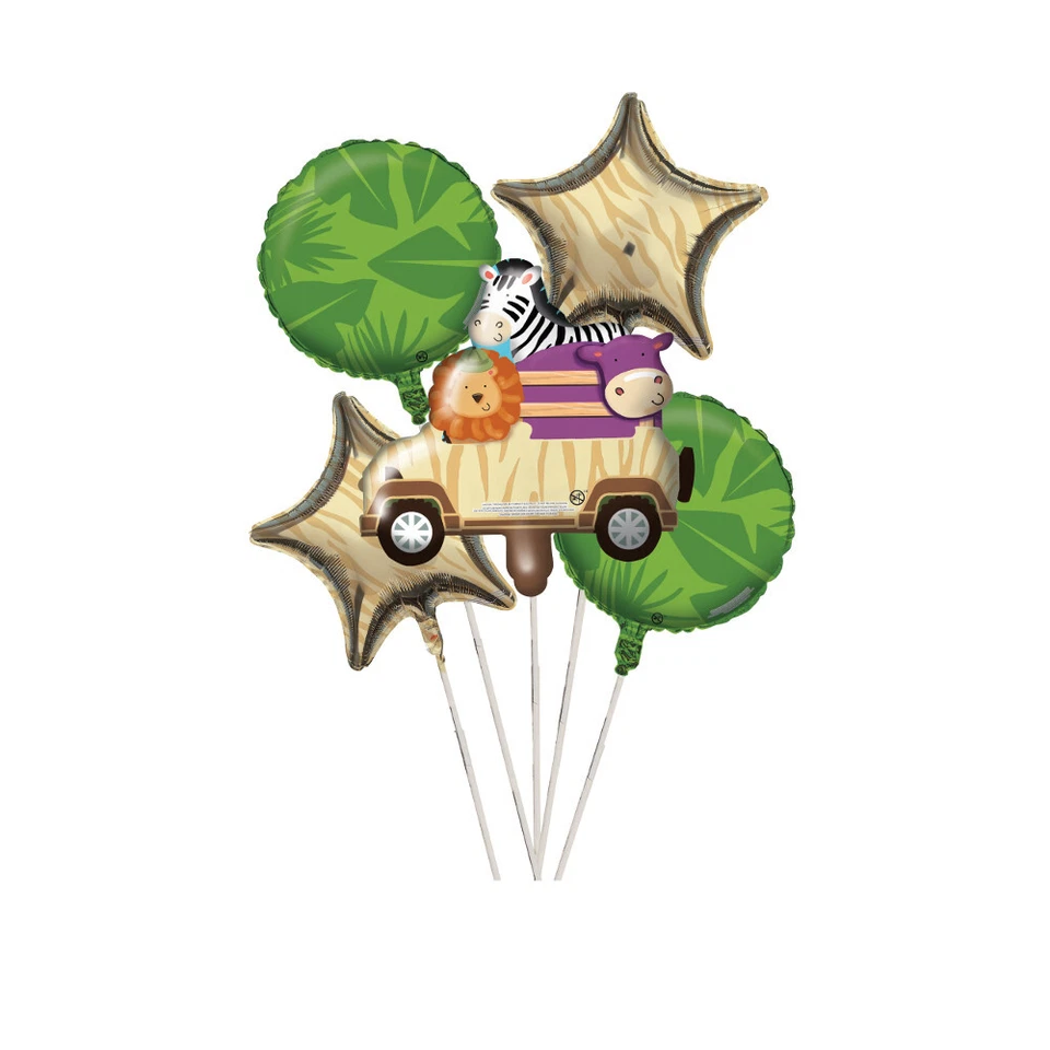 Safari Jungle Animal Adventure Party Supplies Balloon Bouquet 5 Piece Birthday  - Image 1 of 1