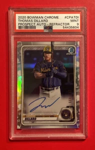 2020 Bowman Chrome Thomas Dillard Refractor Prospect Auto 395/499 PSA 9 Brewers - Picture 1 of 2