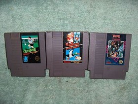 Lot of (3) Vintage 1985 USED NES Nintendo Games Super Mario Bros-Tennis-Trojan