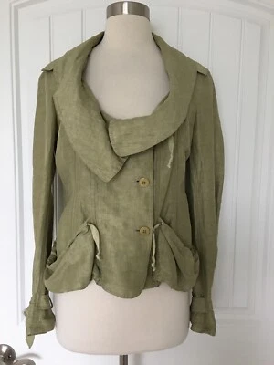 CHAQUETA DONNA KARAN ETIQUETA NEGRA COLECCIÓN LINO MEZCLA SEDA TALLA US 4 HECHA EN ITALIA Foto 1 de 4