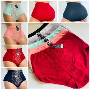 6-12 Women's HIGH WAIST BRIEFS PANTIES UNDIES COTTON Underwear 656 Bikini S-2XL - Picture 1 of 10