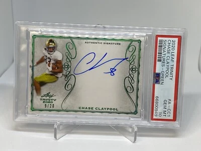 2020  Trinity AUTO ROOKIE Chase Claypool GRN /20 RC PSA 10 GEM MT POP 1 - Image 1 of 4