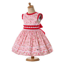 Spanish Vintage Girls Floral Striped Pink Dresses 2 3 4 5 6 8 10 12 Years Casual