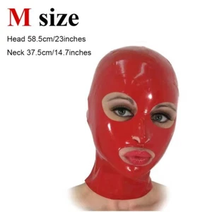 Red Latex Mask Hood with Back zipper Gummi Mask for Fetish Clubwear BDSM Party - Picture 1 of 3