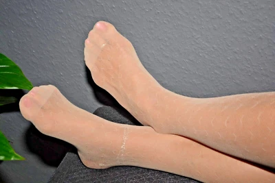 Halterlose Netz Strümpfe Spitzenabschluß  Silikon LYCRA Beige  15den Gr.1/2 S/M - Bild 1 von 4
