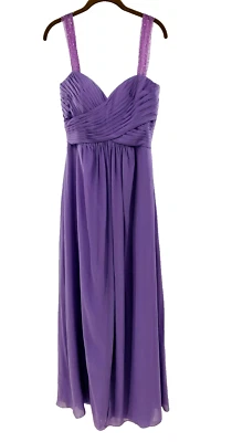 Vestido formal/dama de honor hasta el tobillo B2 by Jasmine púrpura frente dividido talla 10 Foto 1 de 4