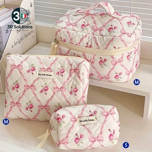 1 Pz Carino Trapuntato in Cotone Borsa per Il Trucco Donne Cerniera Organizzator - Picture 1 of 42