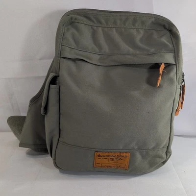 Mochila Bandolera Abercrombie & Fitch Bolso de Lona Verde Una Correa Naranja Y2K Foto 1 de 4