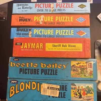 Lot of 6  Vintage Picture Puzzles  Baby Huey herman katnap beatle bailey Blondie - Image 1 of 4