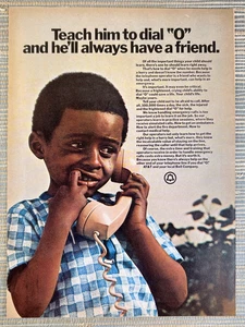 AT&T Bell Company marcación infantil 0 para operador telefónico 1972 anuncio impreso vintage - Imagen 1 de 1