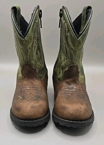 Smoky Mountain Toddler Boy Girl Brown/Green Distressed Leather Western Boots 7 - Picture 1 of 11