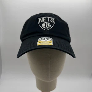 NEW Brooklyn Nets Hat Youth 47 Brand NBA Adjustable Clean Up Black Cap - Picture 1 of 9