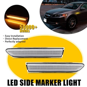 Clear Len Amber LED Rear Side Marker Lights For 04-08 Acura TL BASED MODELS EA - Picture 1 of 11