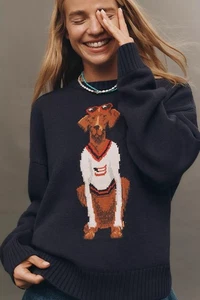 Suéter Pullover Anthropologie Porridge Jolene Americana Perro (Talla XS) - Imagen 1 de 6